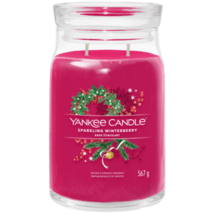 Velká vonná svíčka Yankee Candle Sparkling Winterberry White Signature