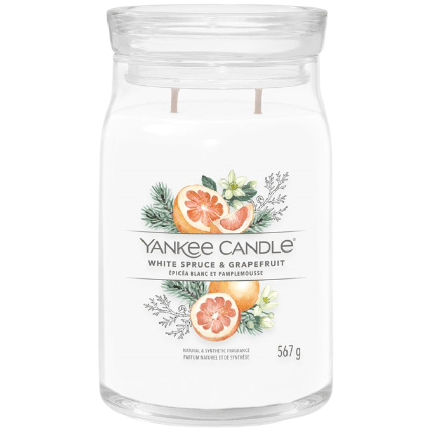 Velká vonná svíčka Yankee Candle White Spruce & Grapefruit Signature